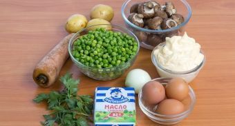 Оливье с шампиньонами — инструкция по приготовлению, шаг 1