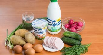 Окрошка на кефире с минералкой — инструкция по приготовлению, шаг 1