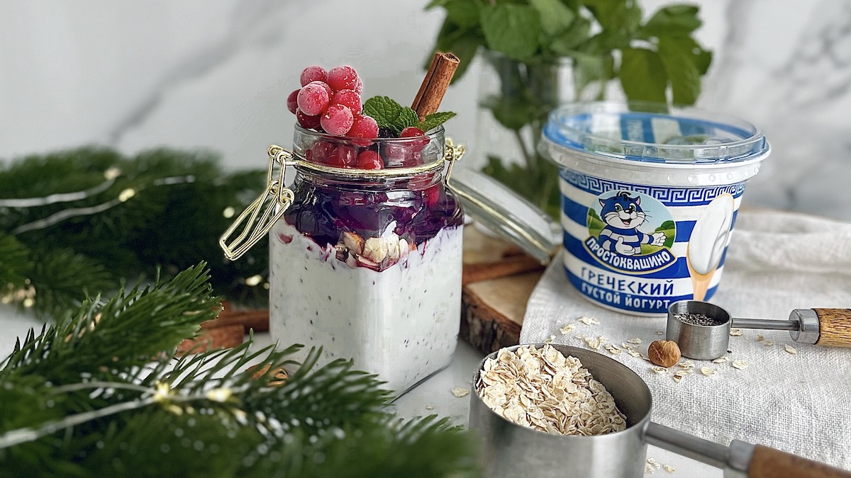 Ленивая овсянка с семенами чиа и ягодами — инструкция по приготовлению, шаг 4