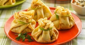 Мешочки с жульеном из грибов — инструкция по приготовлению, шаг 10