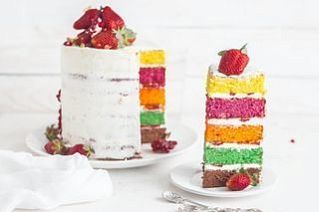 Радужный торт с творожным кремом